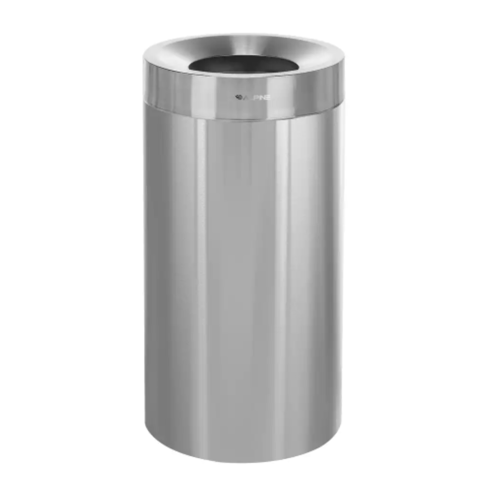 Alpine Industries 27 Gal. Stainless Steel Open Top Commercial Trash Can
