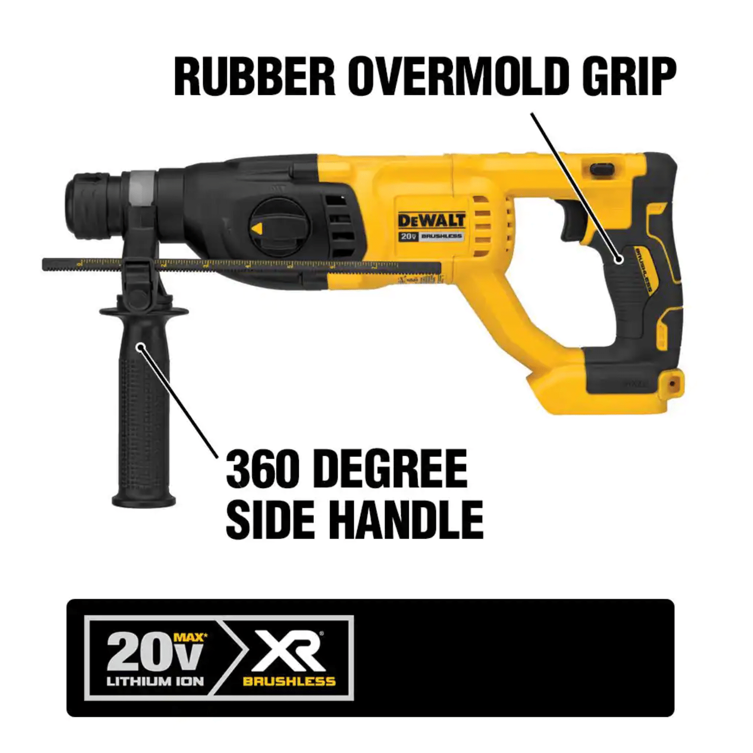 Dewalt 20V Max XR Cordless Impact Driver/Rotary Hammer Combo Kit (2-Tool). (2) 20-Volt 5.0Ah Batteries & Charger