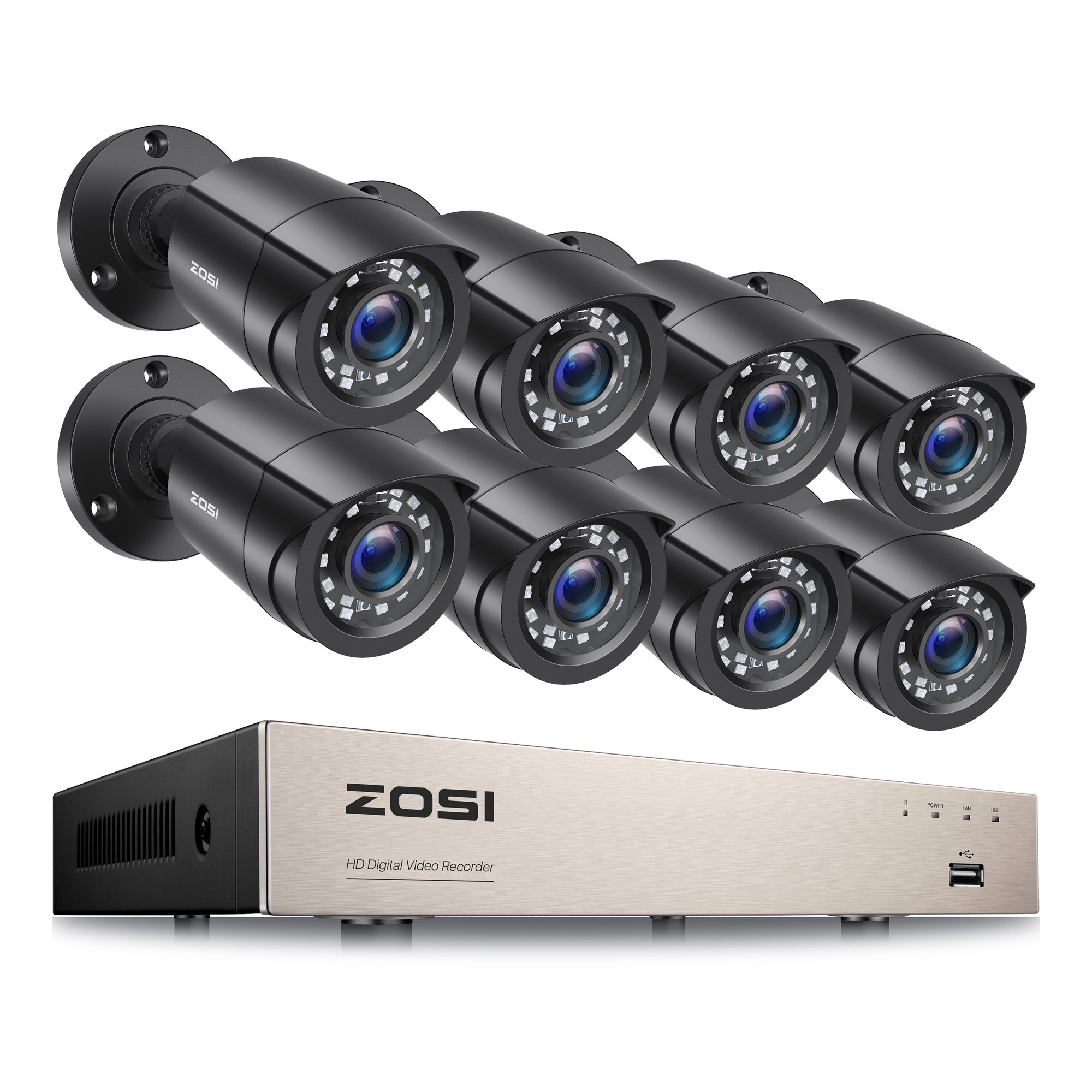 ZOSI H.265+ 8CH 5MP Lite DVR 1080P Home Security Camera System Outdoor