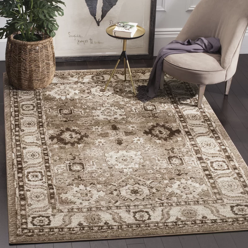 Bungalow Rose Imaya Machine Woven/Power Loomed Performance Taupe Rug. Rectangle 10-6″ x 14′