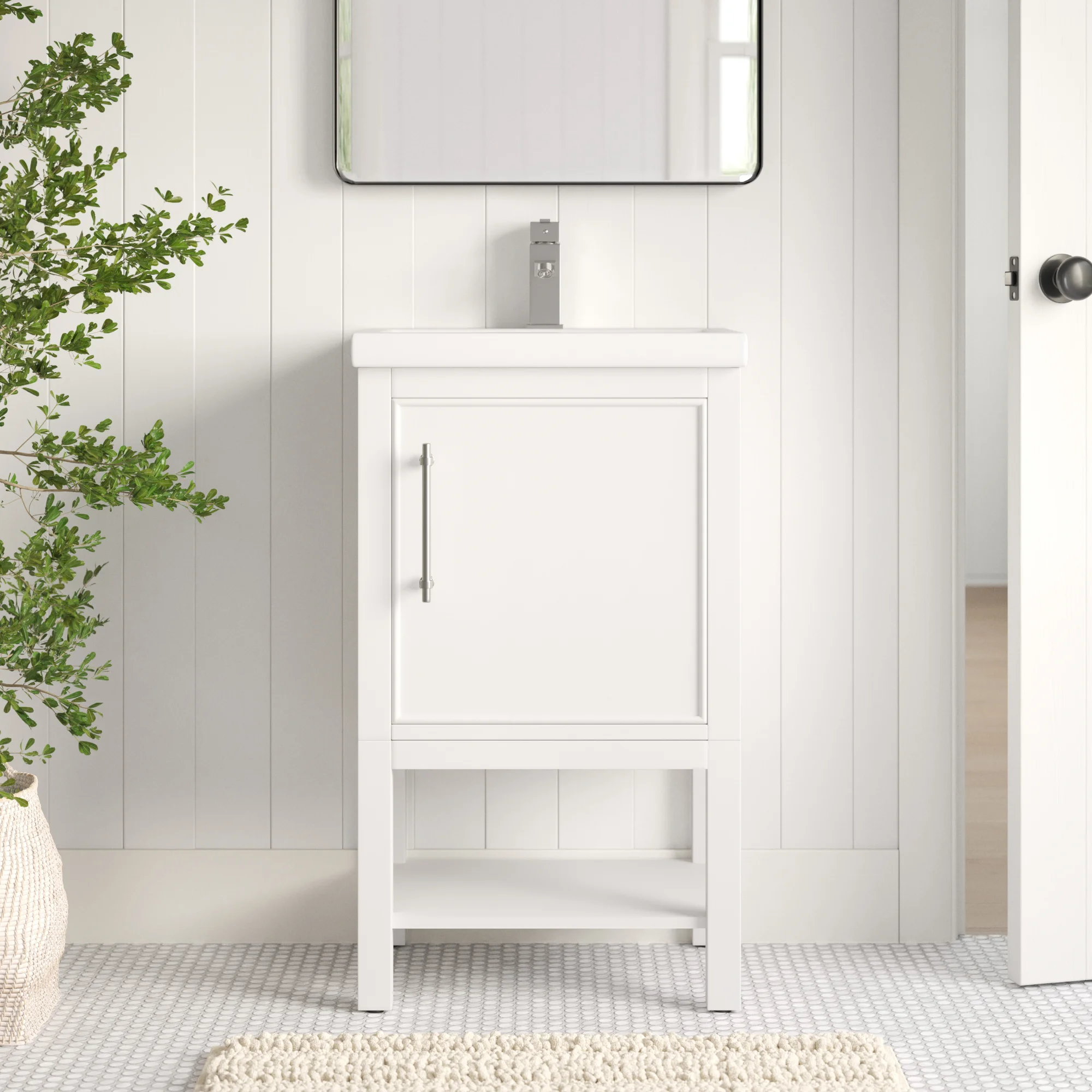 Sand & Stable Jewell 20.39” Free-standing Single Bathroom Vanity with Ceramic Vanity Top. White