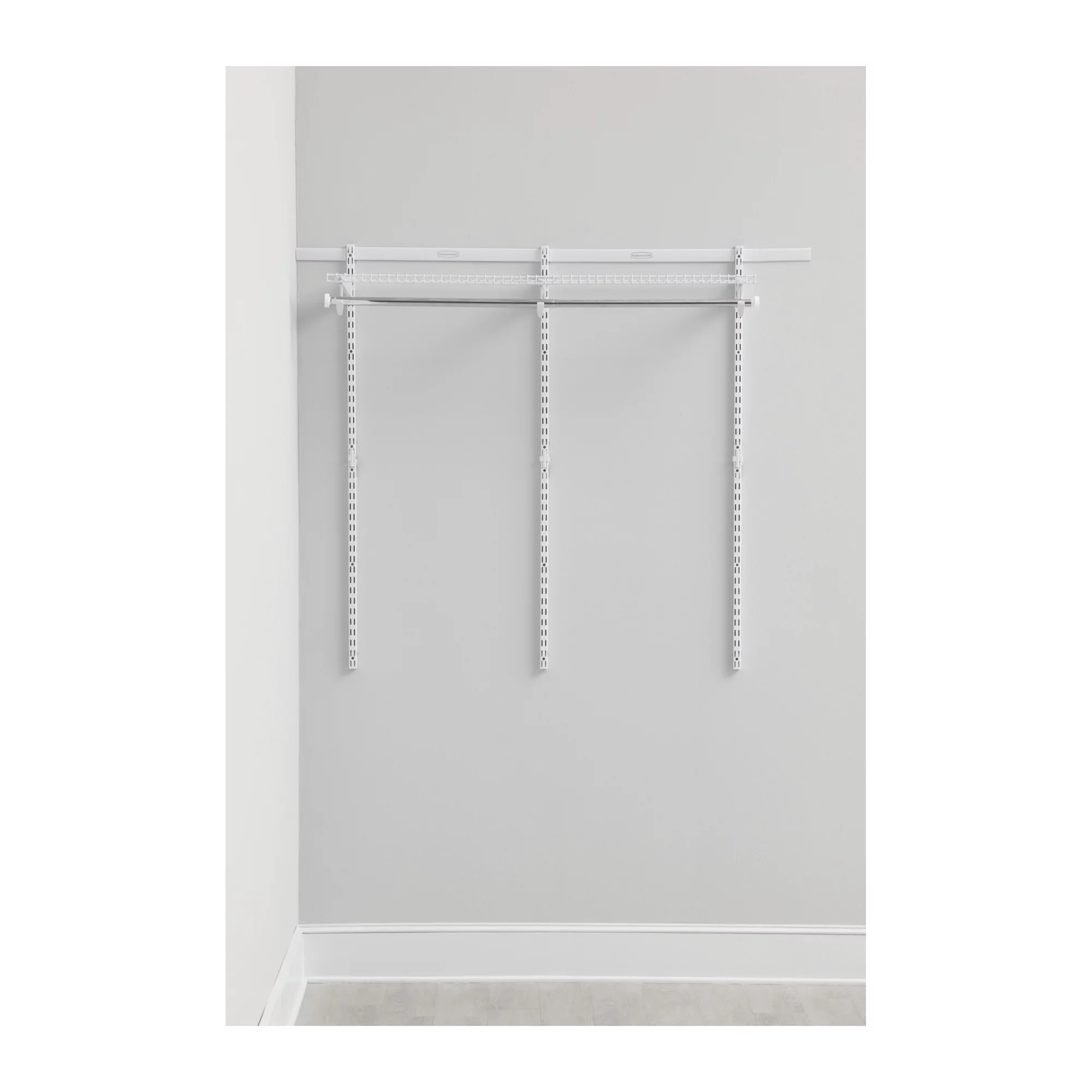Rubbermaid 2-4ft Steel Expandable Closet Kit Organization Storage Solution. White