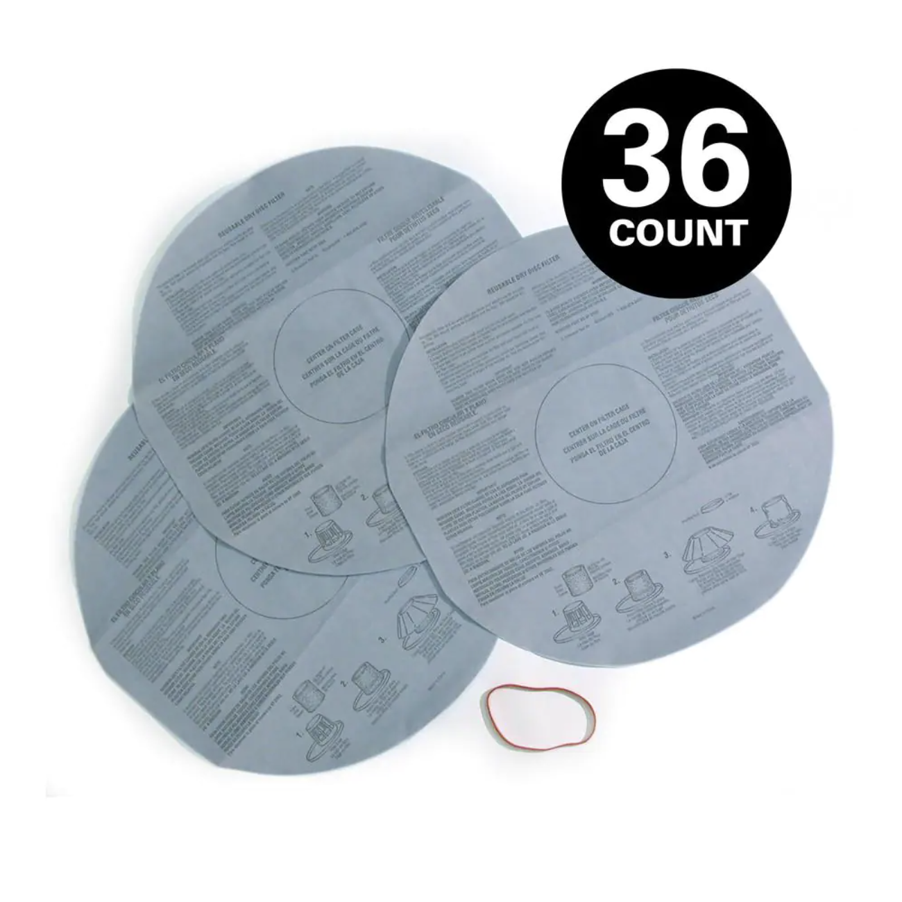 36-Packs - Multi Fit Disposable Dry Filter With Retainer Band