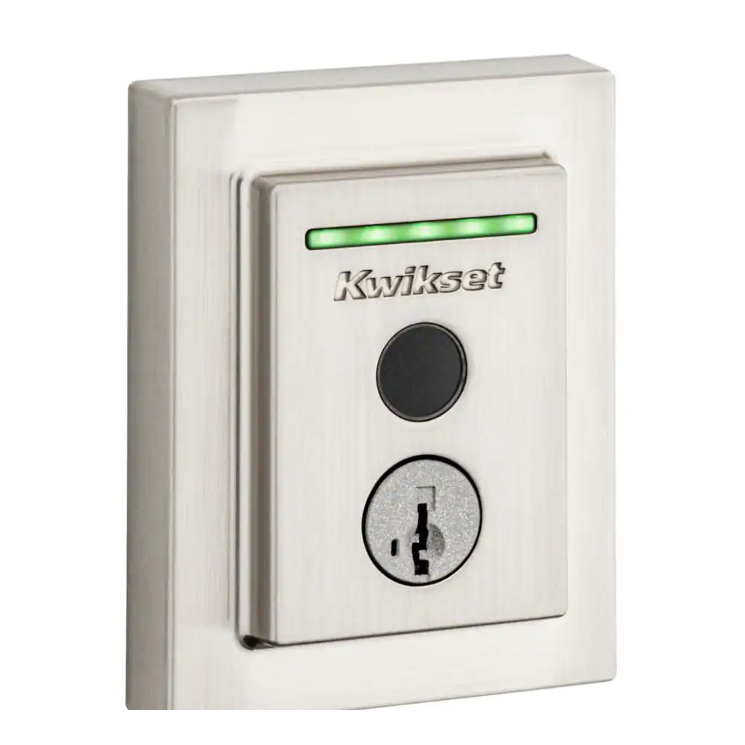 Kwikset Halo Touch Satin Nickel Contemporary Fingerprint Wi-Fi Electronic Smart Lock Deadbolt Featuring SmartKey Security