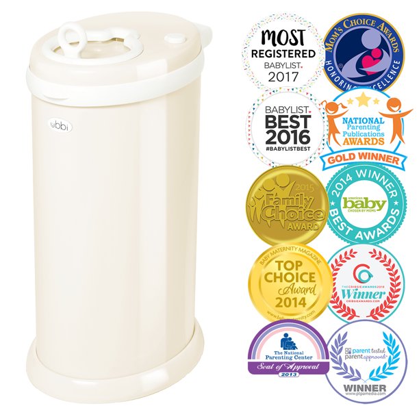 Ubbi Steel Diaper Pail. Ivory. Odor Locking. No Special Bag Required. Ivory