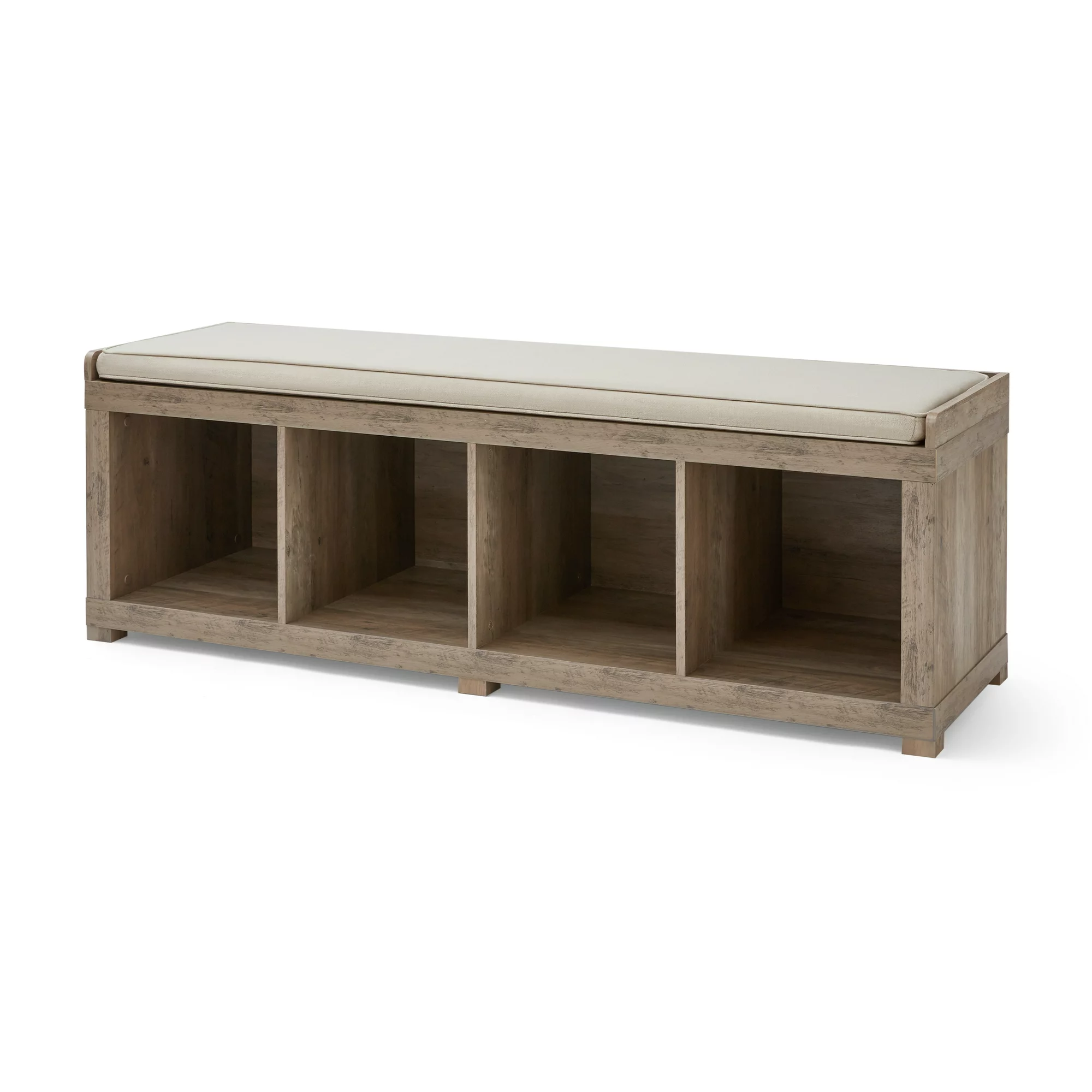 Better Homes & Gardens 4-Cube Storage Organizer Bench. Rustic Gray
