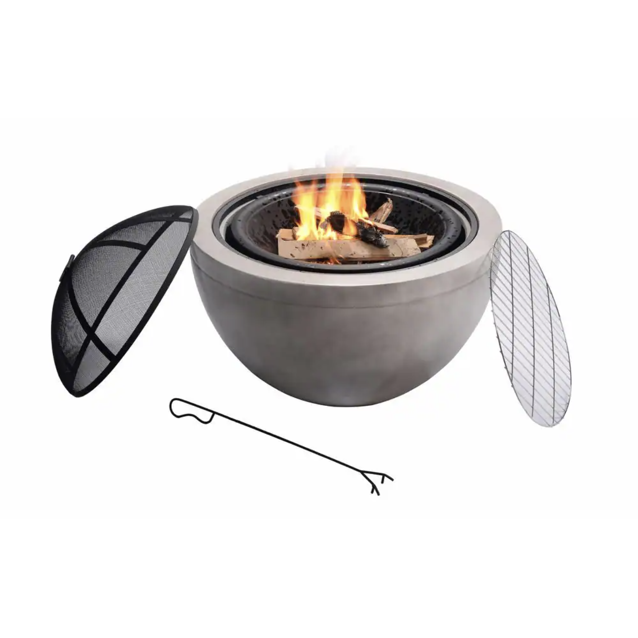 Teamson Home 30 in. x 22.83 in. Round Wood Burning Outdoor Concrete Fire Pit