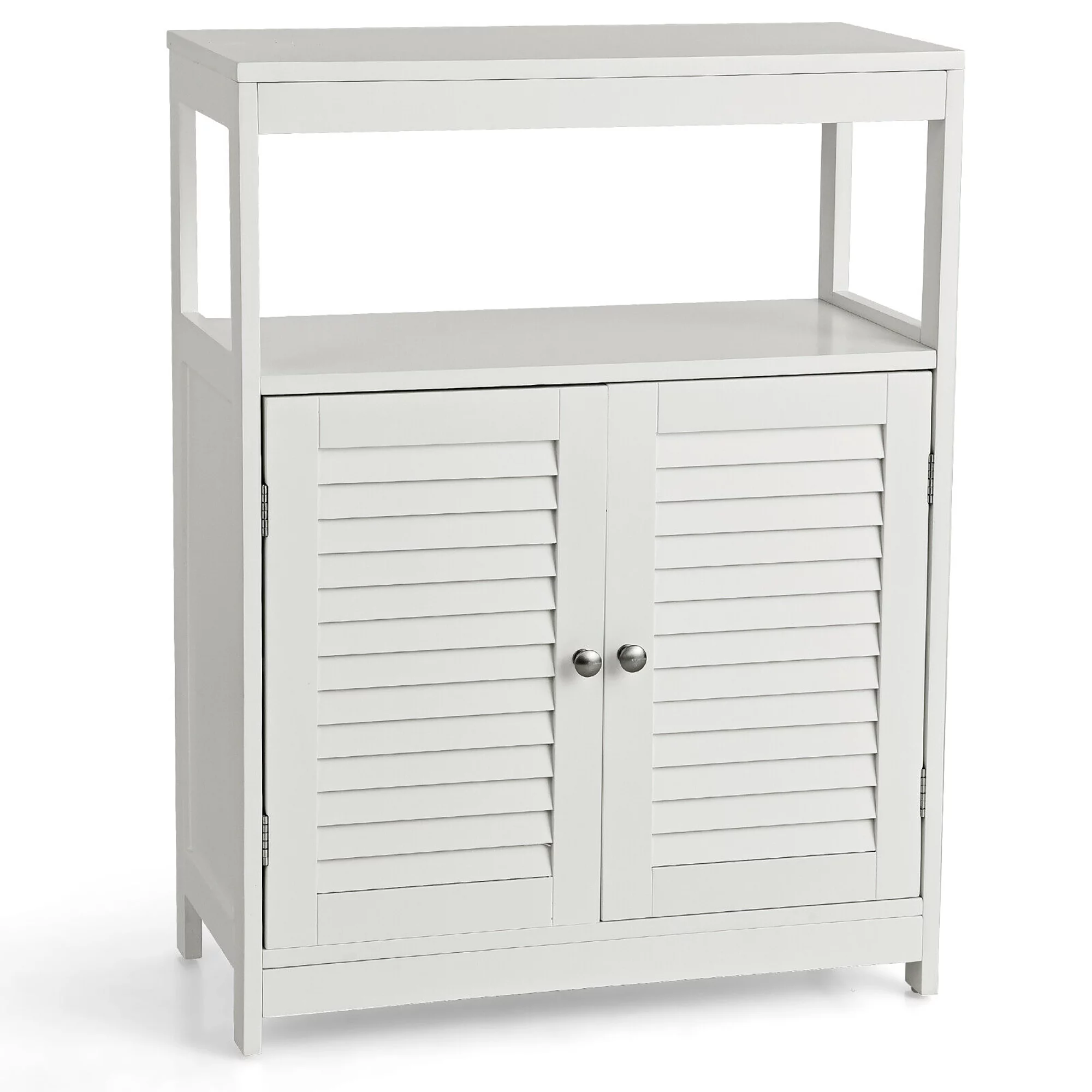 Costway Bathroom Floor Cabinet Free Standing Storage Organizer w/ Double Shutter Doors