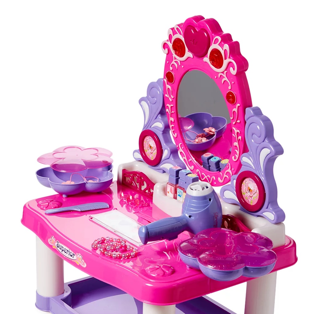Dash Toyz Princess Vanity Girl-s Pretend Play Dressing Table with Accessories