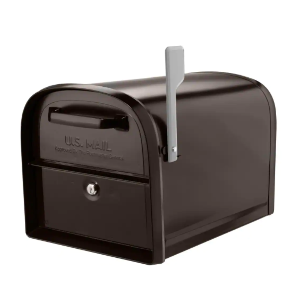 Architectural Mailboxes Oasis 360 Rubbed Bronze. Large. Steel. Locking Parcel Mailbox with 2-Access Doors and Graphite Flag