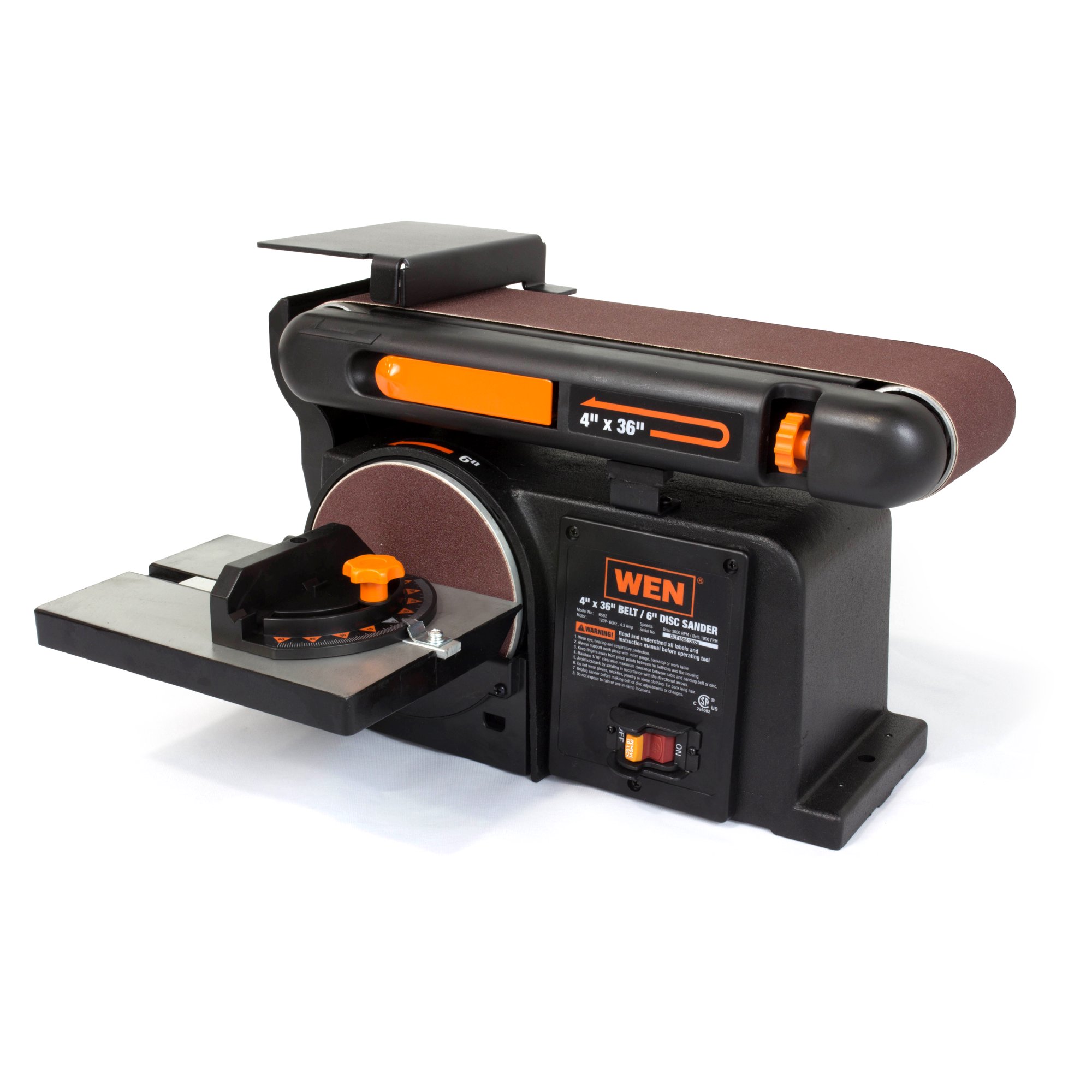 Wen 6502T 4.3-Amp 4 x 36-Inch Belt and 6-Inch Disc Sander with Cast Iron Base