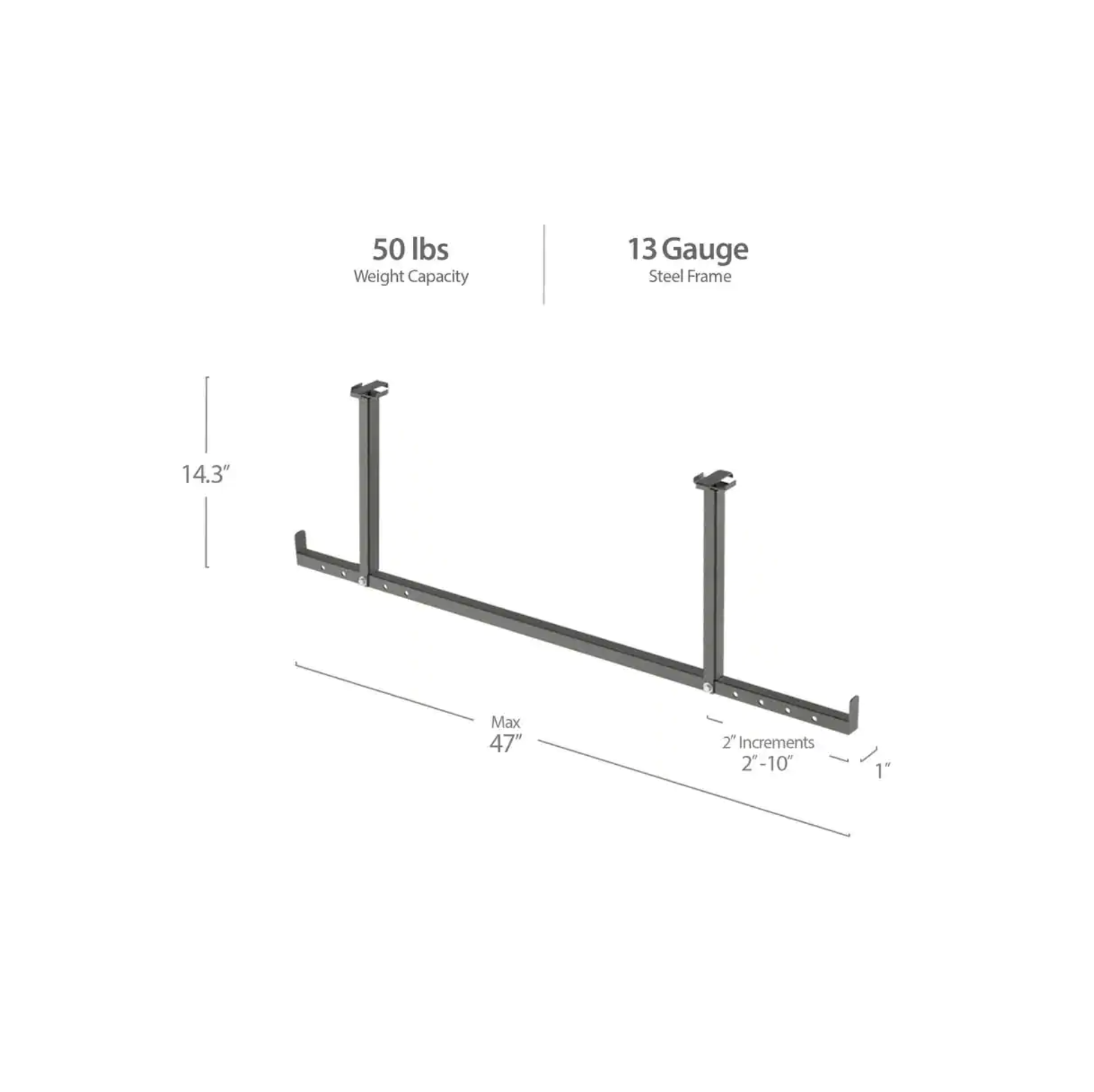 VersaRac Gray 2-Piece Overhead Garage Storage Accessory Kit Hanging Bars ( 2 in. W x 15 in. H x 47 in. D)