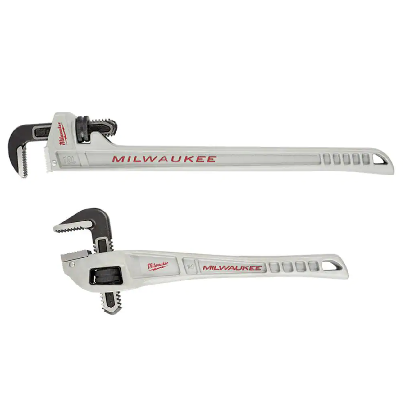 Milwaukee 10 in. Aluminum Pipe Wrench with POWERLENGTH Handle with 14 in. Aluminum Offset Pipe Wrench
