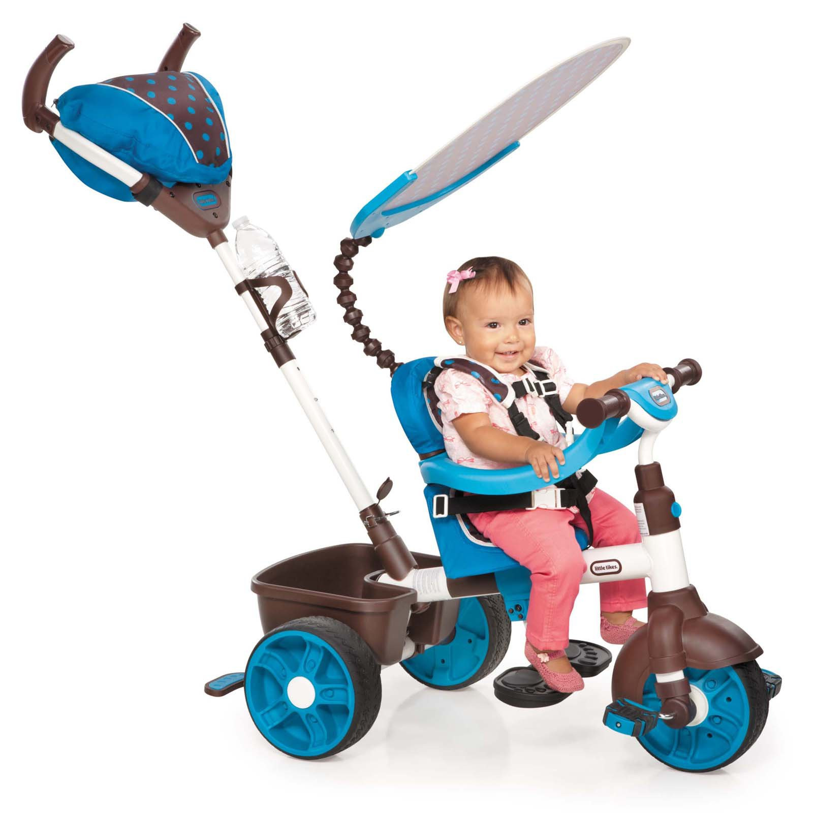 Little Tikes 4-in-1 Convertible Sports Trike and Shade Canopy. Blue and White