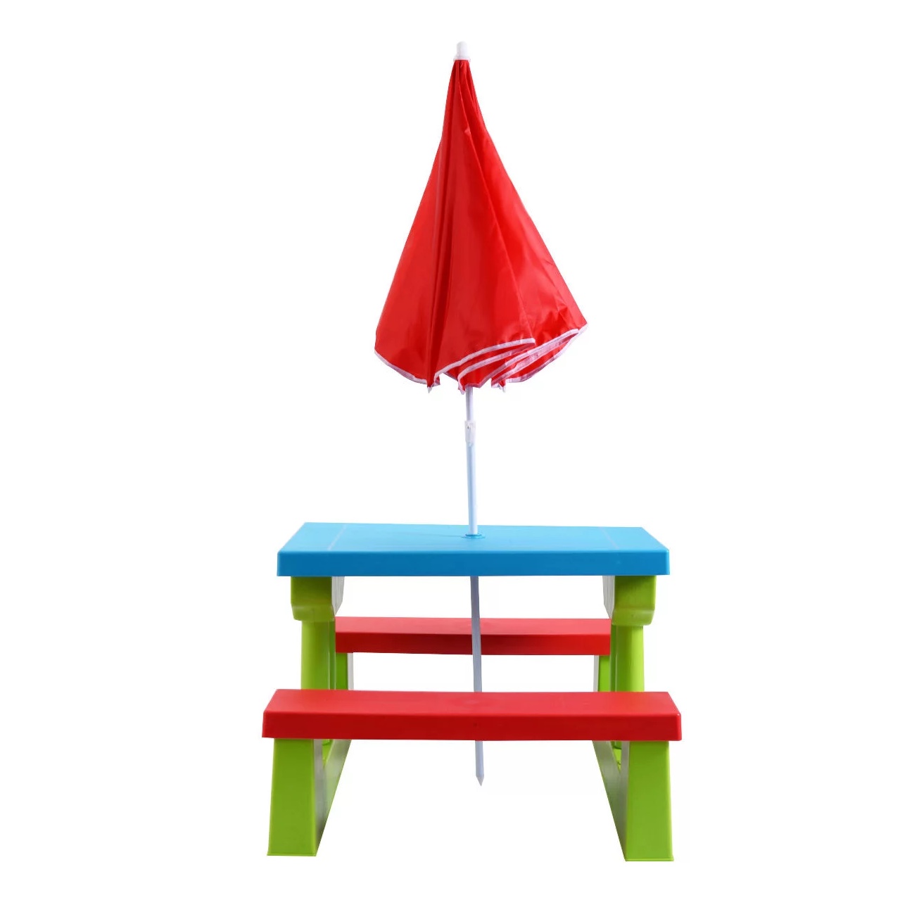 Costway 4 Seat Kids Picnic Table with Umbrella Garden Yard Folding Children Bench Outdoor