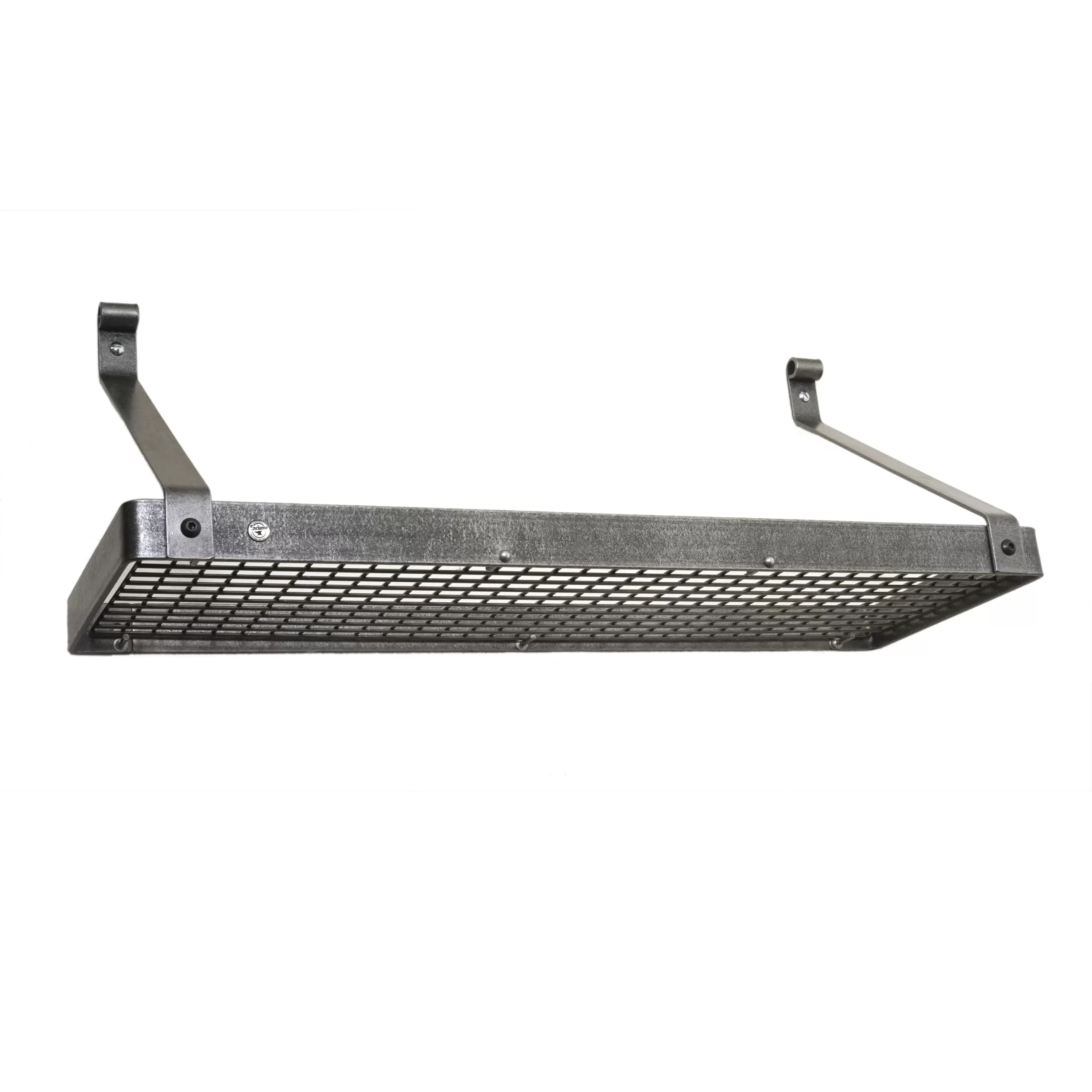 Enclume Gourmet USA Handcrafted Bookshelf Wall Mounted Pot Rack. Hammered Steel. 14″ H x 36″ W x 9″