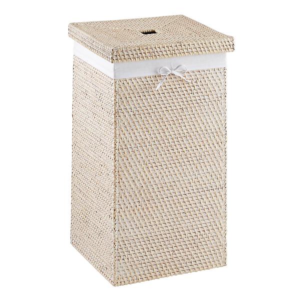 Square Rattan Hamper Whitewash