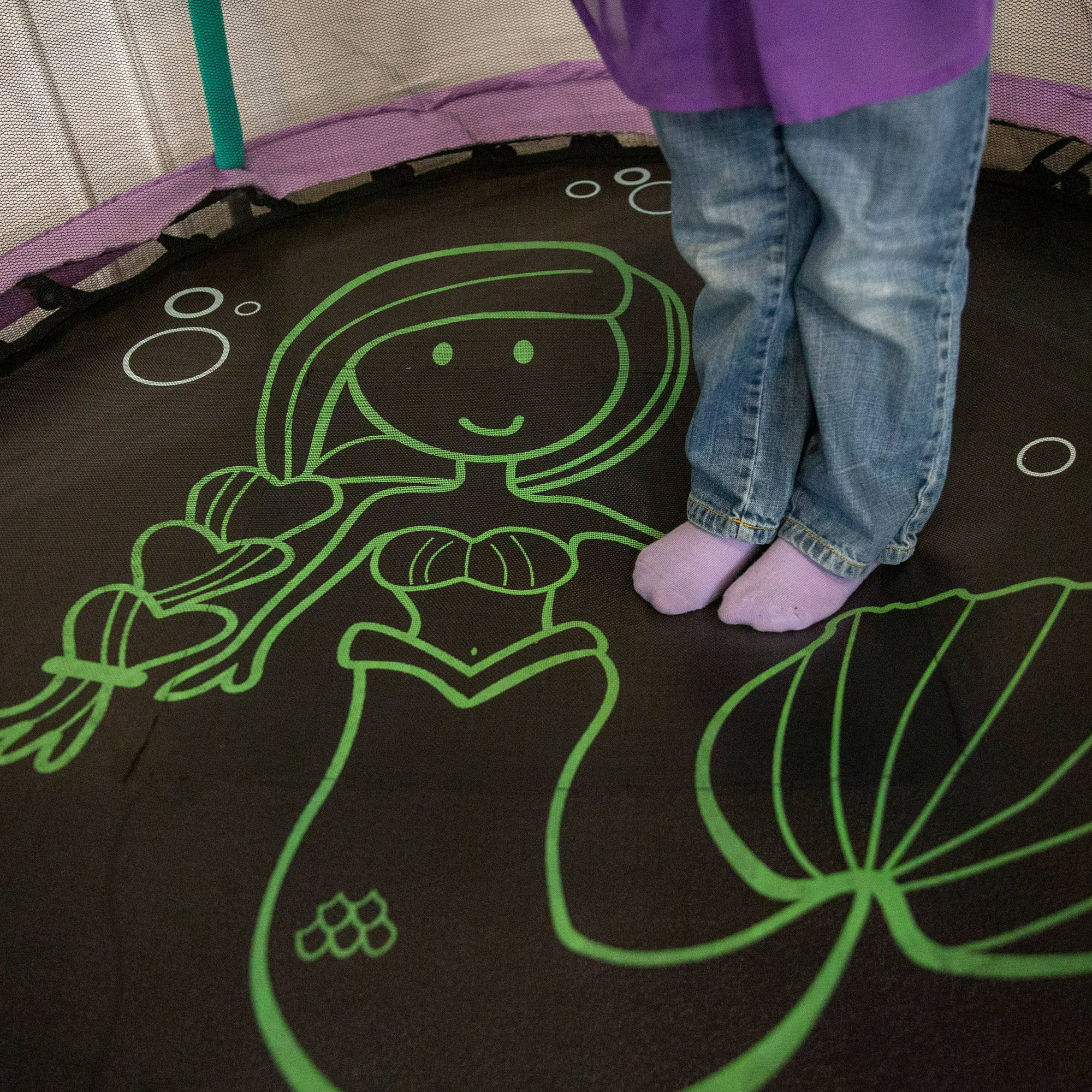 Skywalker Trampolines 55-Inch Bounce-N-Learn Trampoline. with Enclosure and Sound. Magic Mermaid