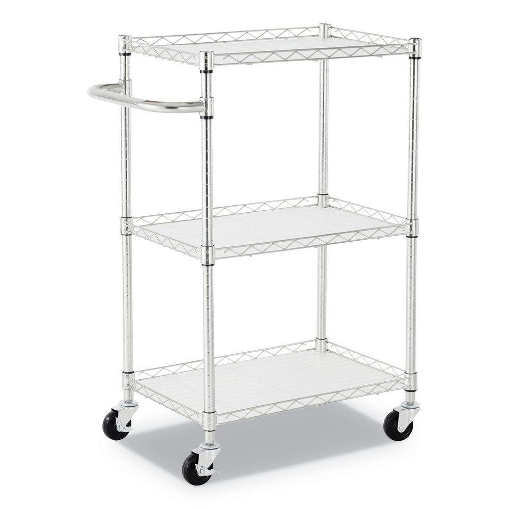 Alera ALESW322416SR 24 in. x 16 in. x 39 in. 500 lbs. Capacity 3-Shelf Wire Cart with Liners. Silver