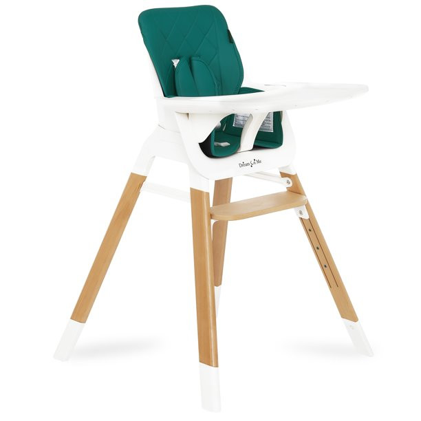 Dream On Me Nibble Wooden Highchair. Compact High Chair. Green