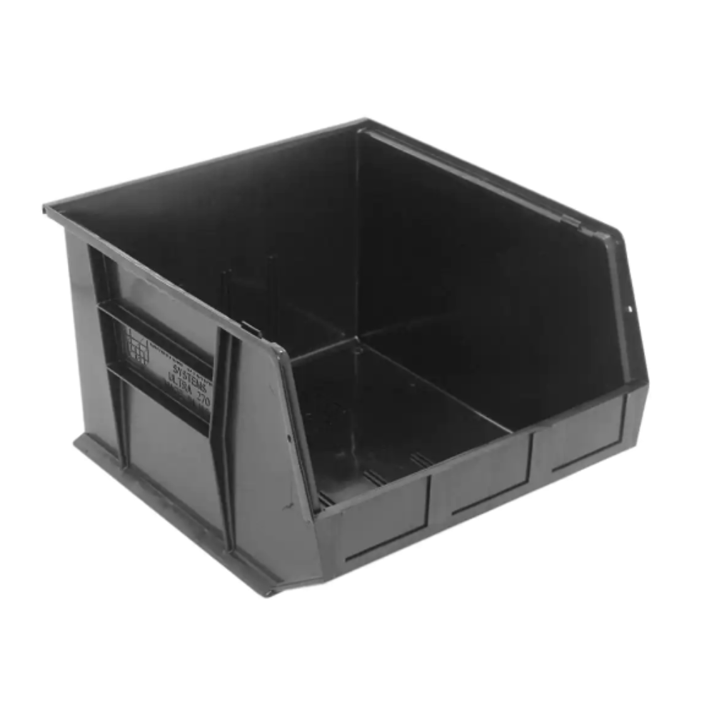 Quantum Storage Systems Ultra Series Stack and Hang 8.9 Gal. Storage Bin in Black (3-Pack)