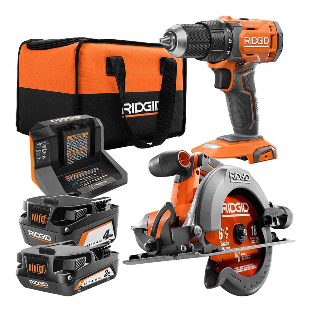 Ridgid 18V Cordless 1/2 in. Drill/Driver and 6-1/2 in. Circular Saw Combo Kit