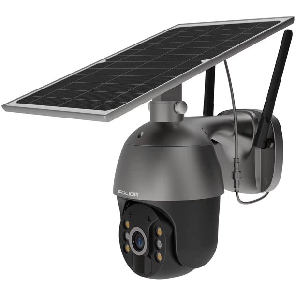 Soliom 3G/4G LTE Outdoor Solar Powered Cellular Security Camera Wireless. Pan Tilt 360 View Spotlight