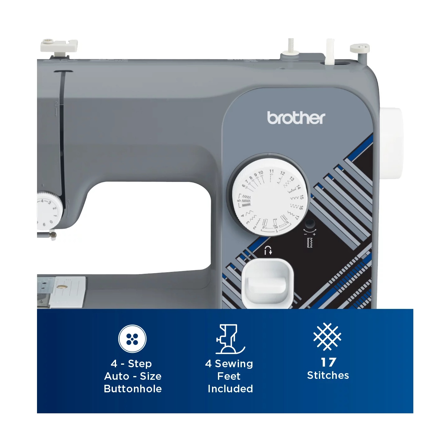 Brother LX3817G 17-Stitch Portable Full-Size Sewing Machine. Grey