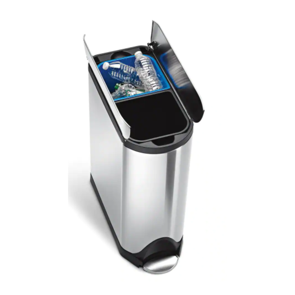 Simplehuman 40-Liter Fingerprint-Proof Brushed Stainless Steel Butterfly Step-On Recycling Trash Can