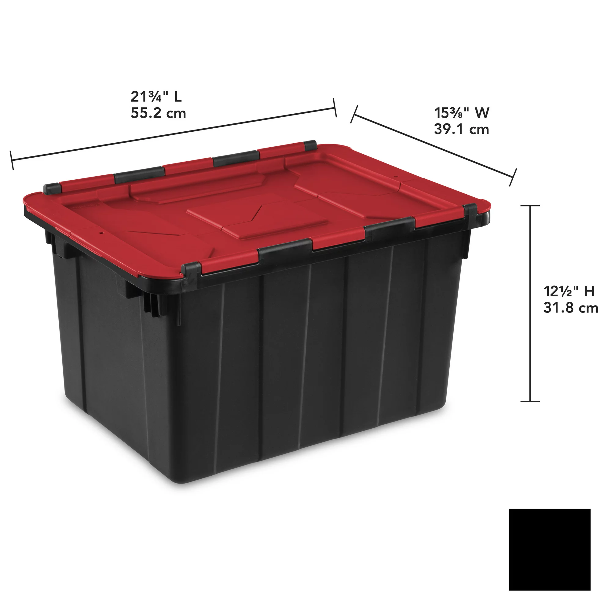 Sterilite 12 Gallon Hinged Lid Industrial Tote Plastic. Black. Set of 6