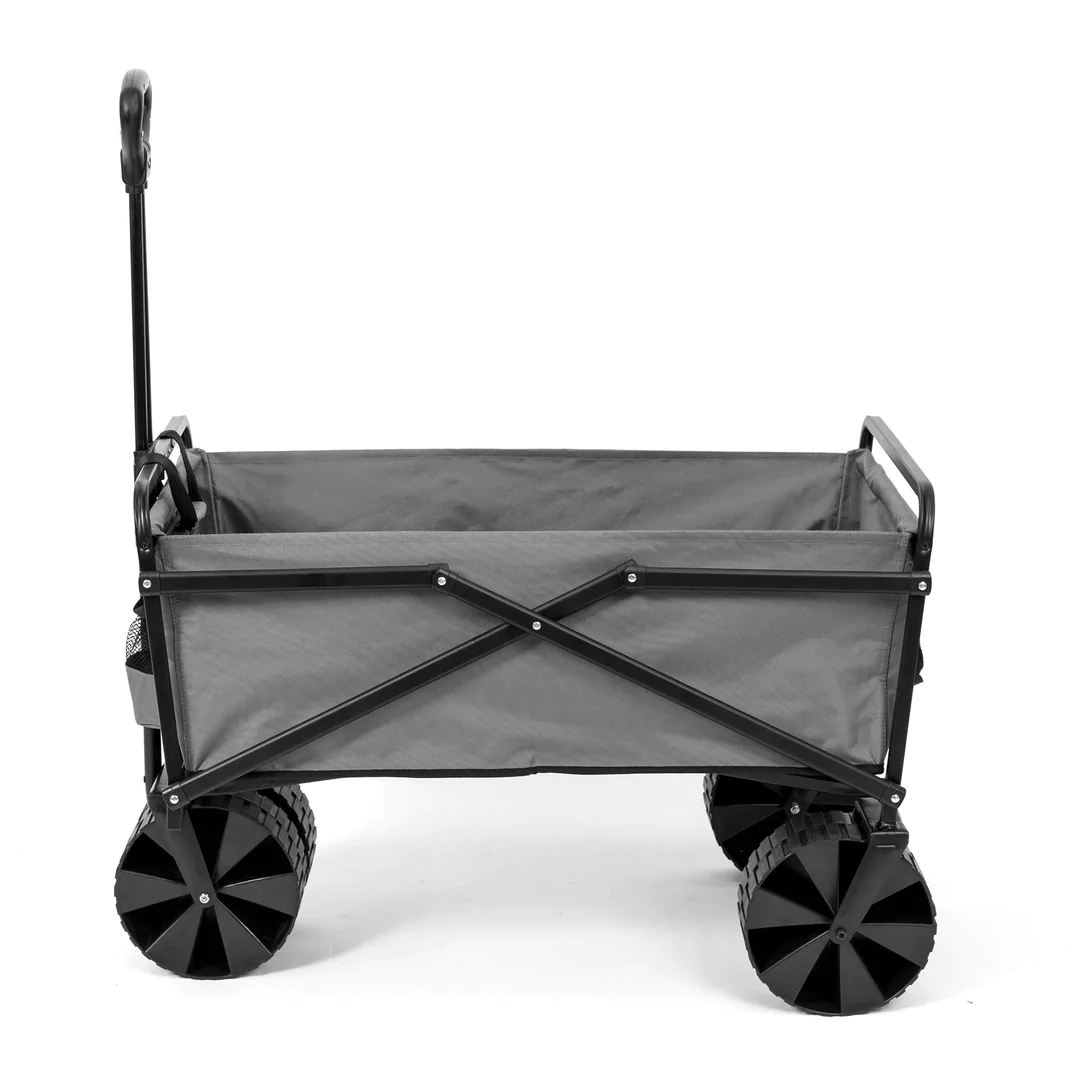 Seina 150lb Capacity Collapsible Steel Frame Outdoor Utility Wagon Cart. Gray