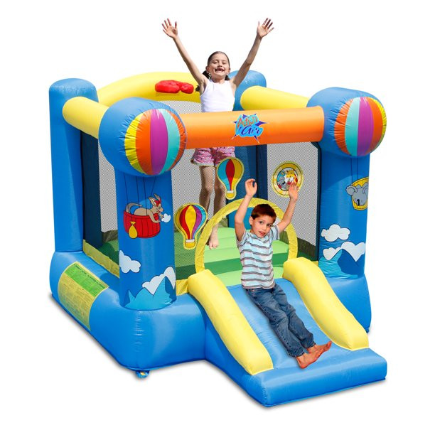 Action Air Bounce House. Inflatable Bouncer With Air Blower. Jumping Castle With Slide