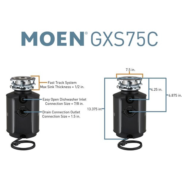 Moen Host Series Garbage Disposal With Sound Reduction. GXS75C