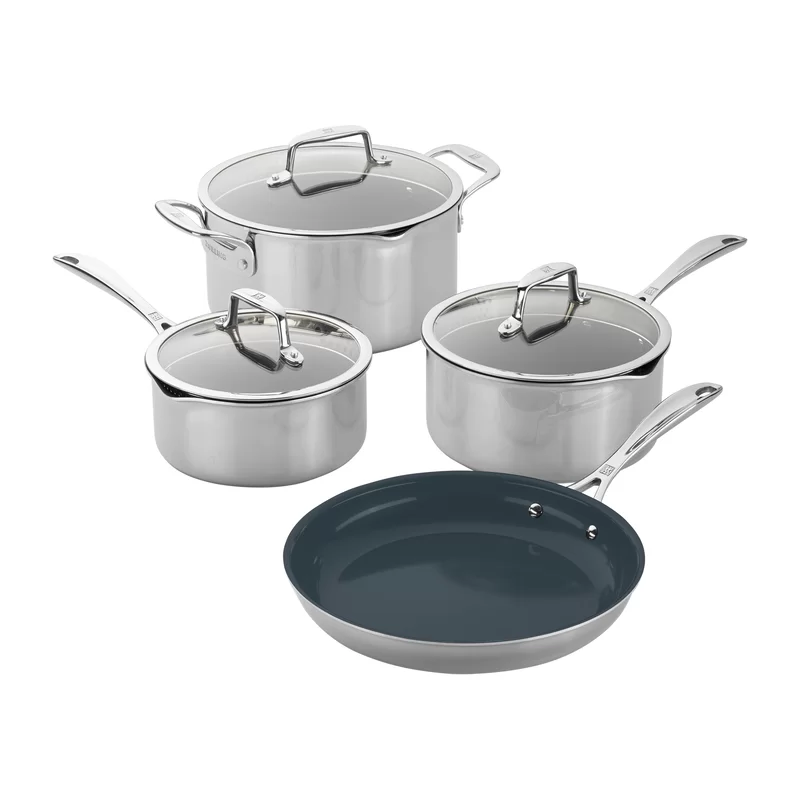 Zwilling Clad CFX 7-piece Stainless Steel Ceramic Nonstick Cookware Set