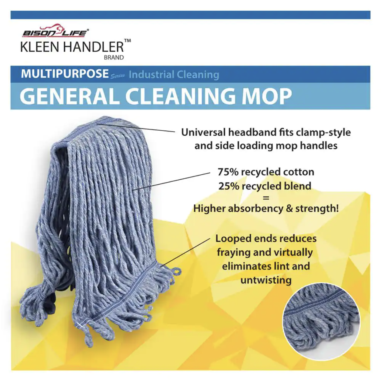 Kleen Handler Heavy-Duty Commercial Mop Head Replacement. Cleaning Mop Head Refill (Case of 24)