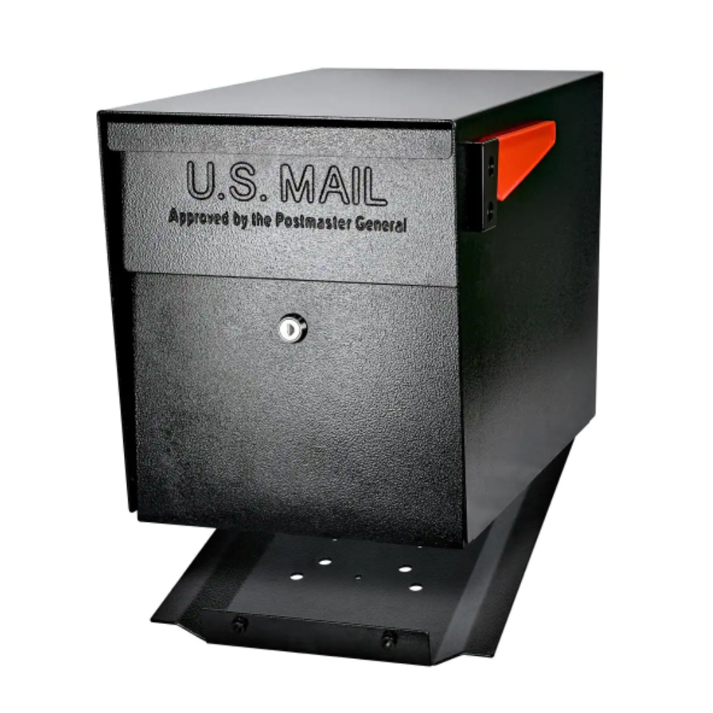 Mail Boss Locking Post Mount Mailbox with High Security Reinforced Patented Locking System. Black