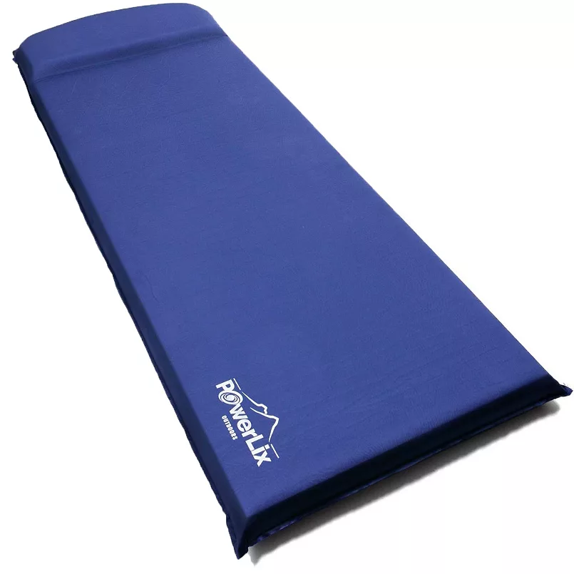Powerlix Self-Inflating Foam Sleeping Pad - Insulated 3-in Ultrathick Mattress. Navy Blue