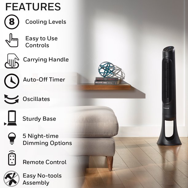 Honeywell QuietSet Oscillating Whole Room Tower Fan. HYF290B. Black