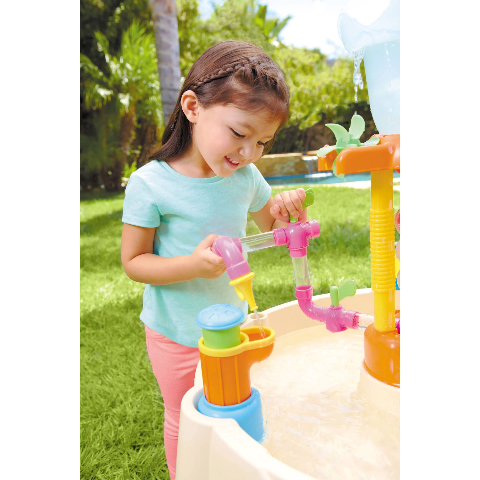 Little Tikes Fountain Factory Water Table with 13 Piece Pipes. Tower and Waterfall Accessory Set. Outdoor STEM Toy Play Set
