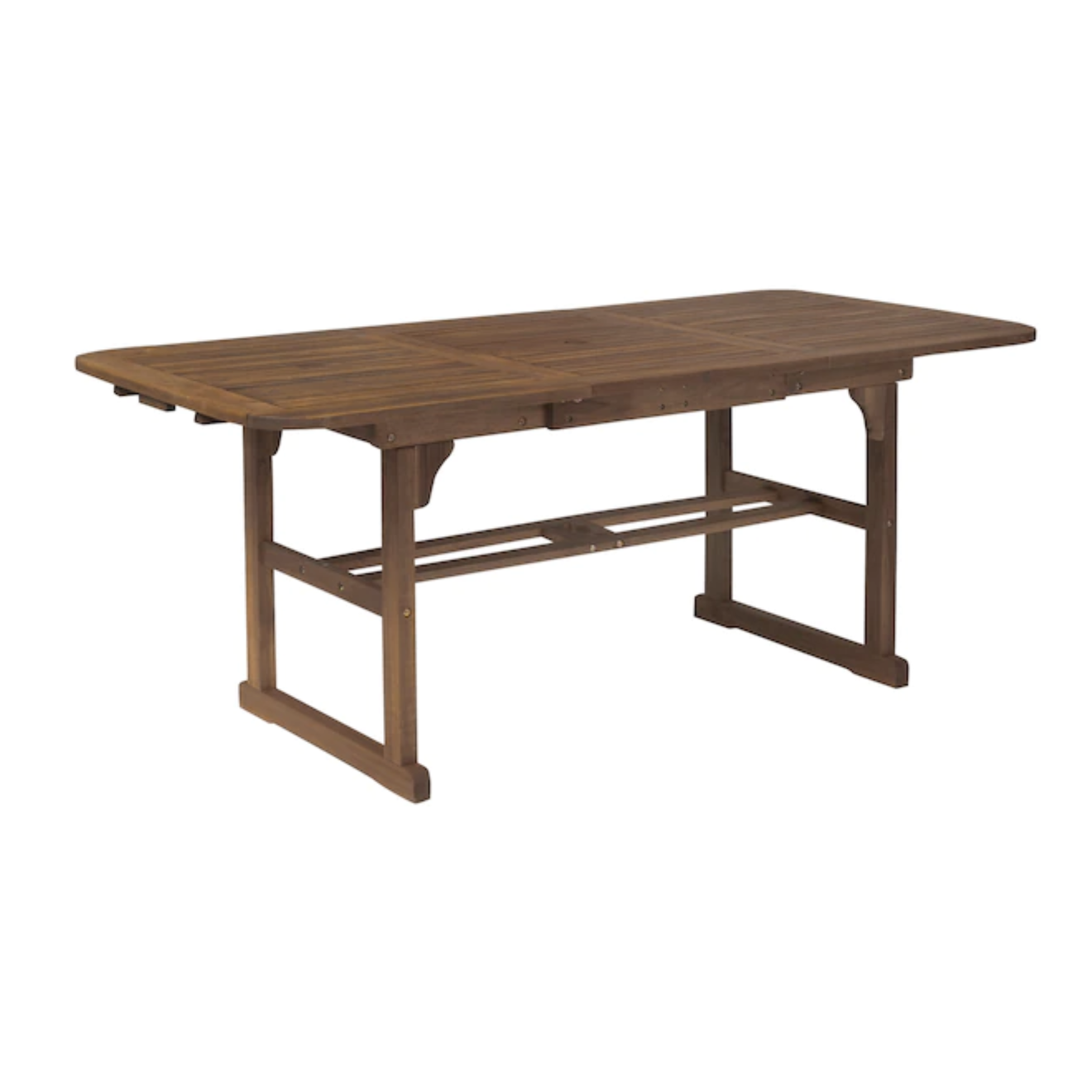 Walker Edison Rectangle Extendable Outdoor Dining Table 35-in W x 79-in L. with Umbrella Hole. Dark Brown