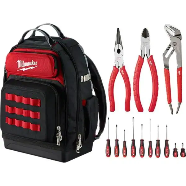 Milwaukee 15 in. Ultimate Jobsite Backpack With Pliers Kit And Screwdriver Set (14-Piece)