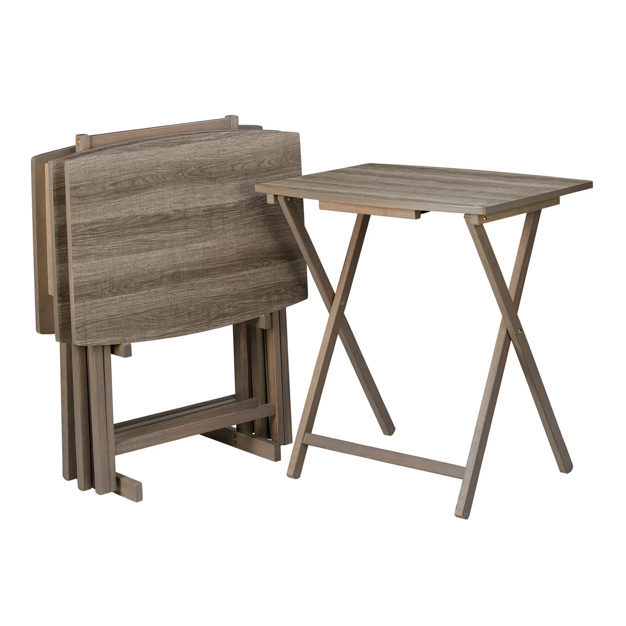 Mainstays 5pc XL Oversized Tray Table Set. Rustic Grey