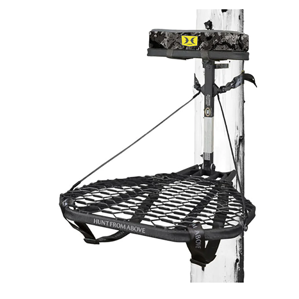 Hawk Combat Durable Steel Hang-On Hunting Tree Stand & Full-Body Safety Harness