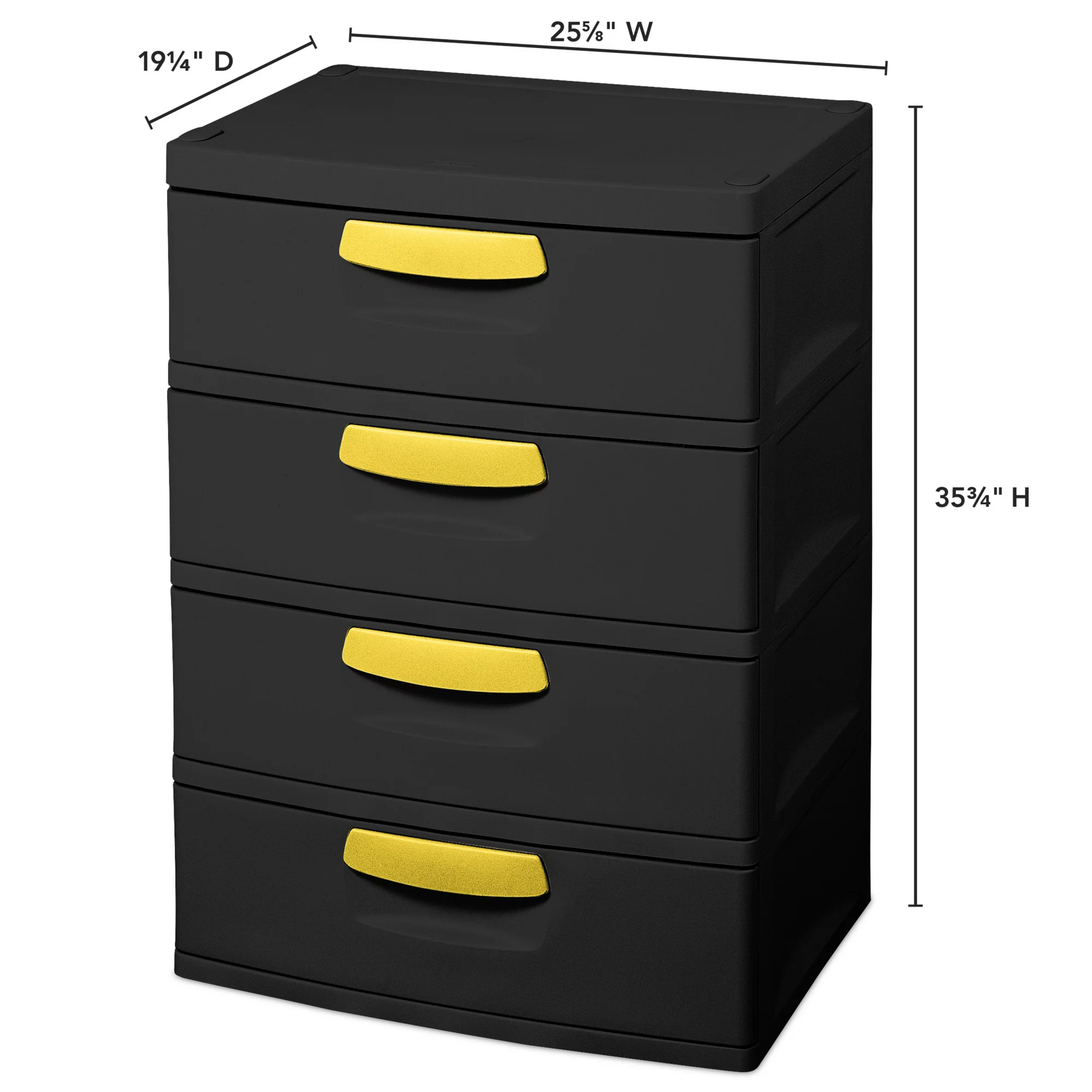 Sterilite 4 Drawer Unit Plastic. Black