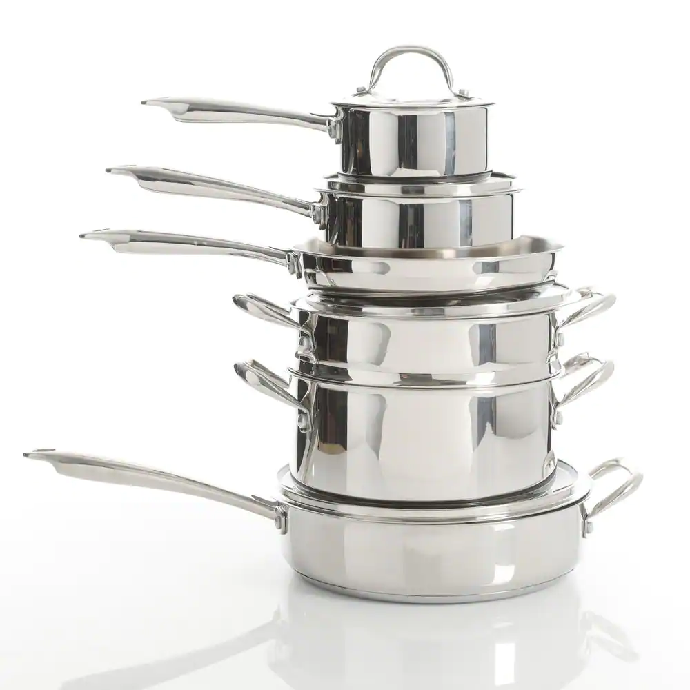 Kenmore Elite Devon 10-Piece Stainless Steel Cookware Set in Silver