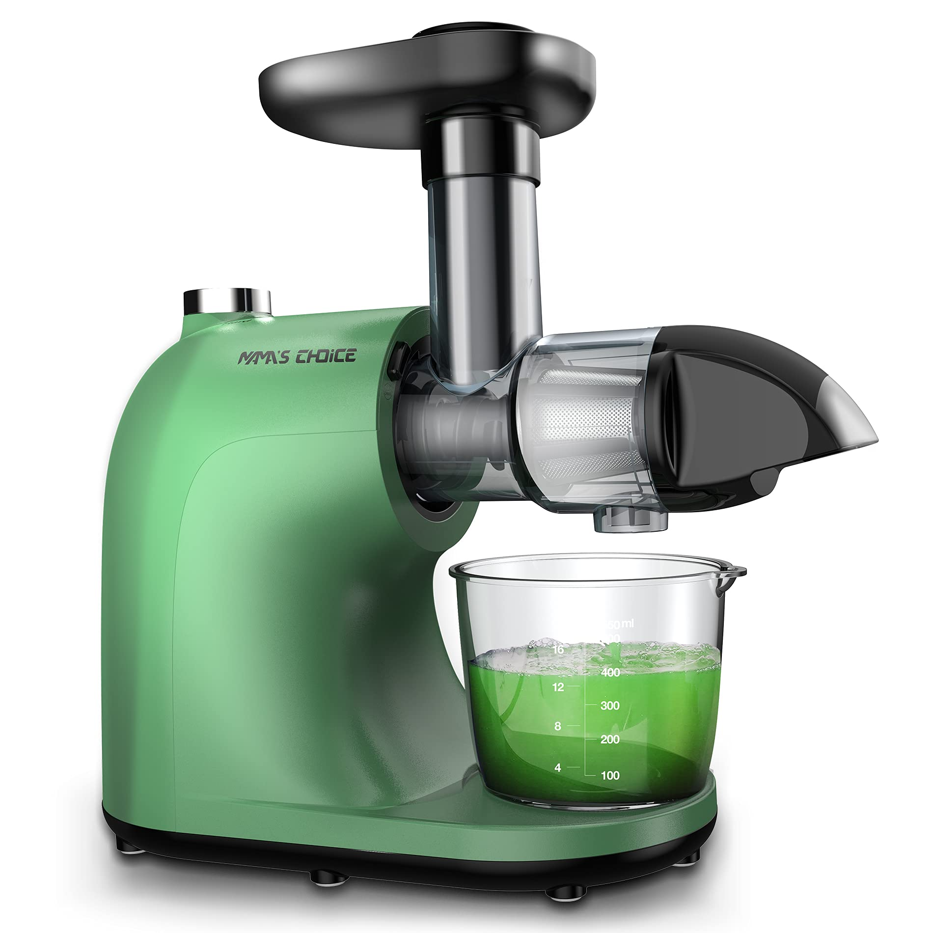 Mama-s Choice Slow Masticating Juicer. Cold Press Juicer Extractor Easy to Clean with Total Pulp Control. Green