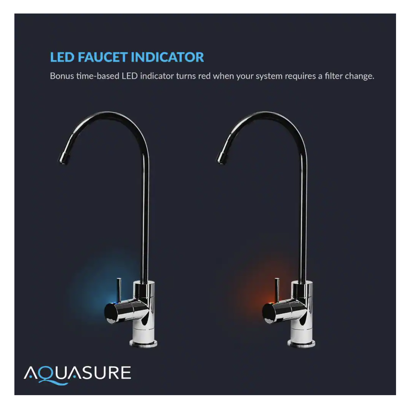 AQUASURE Premier PRO 100 GPD Reverse Osmosis Water Filtration System with LED Indicating Chrome Faucet