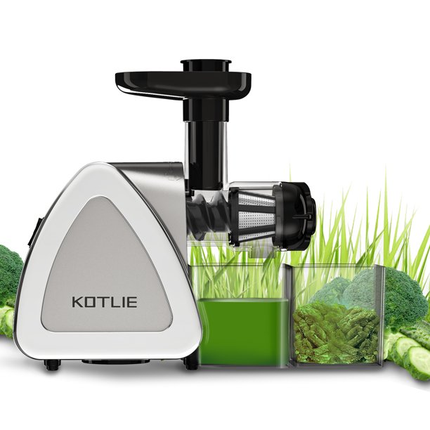 Kotlie Juicer Machine. Kotlie Cold Press Juicer. Quiet Masticating Juicer. Two Special Container. Brush. Silver