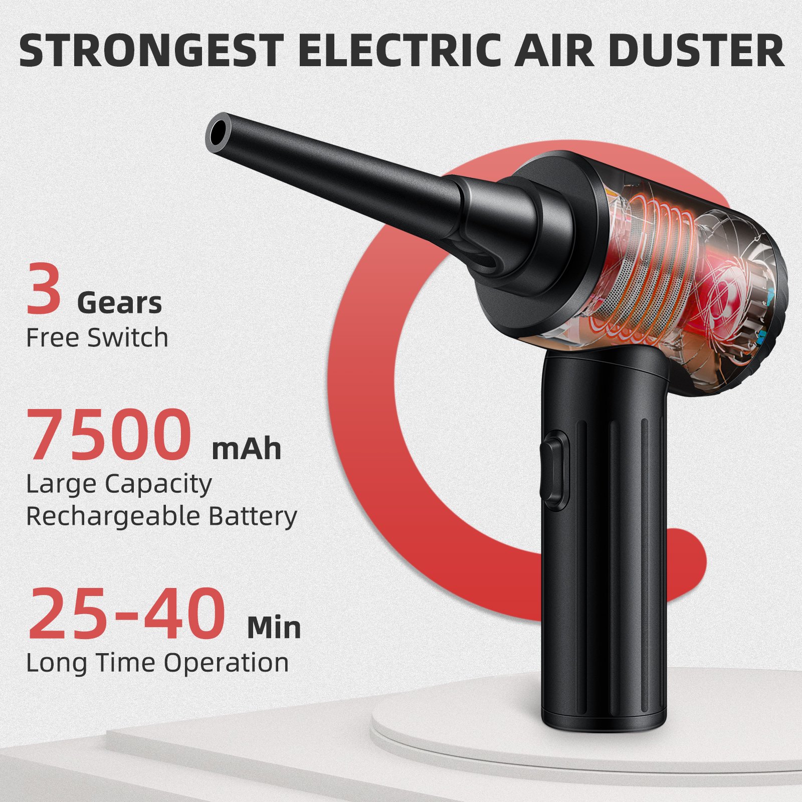 Reesibi R3 Pro 3-Gear to 90000 RPM Powerful Air Duster. Replaces Compressed Air Cans