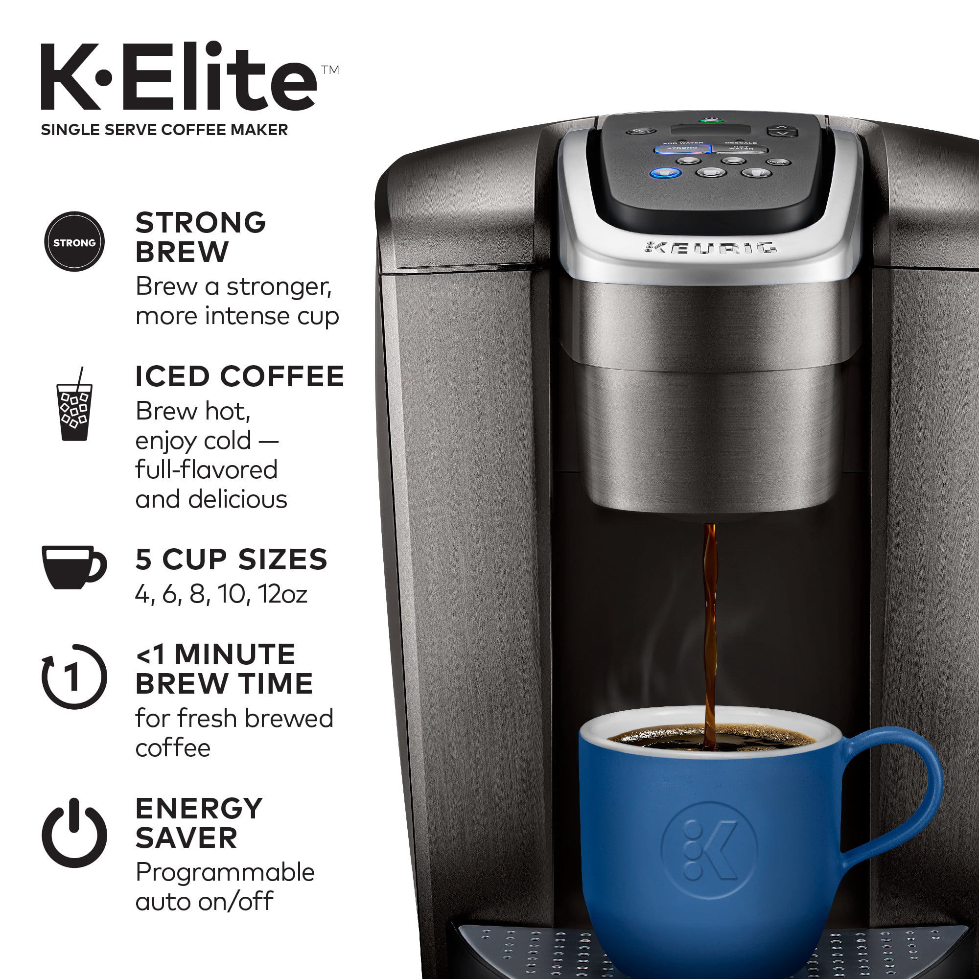 Keurig K-Elite Single-Serve K-Cup Pod Coffee Maker. Brushed Slate
